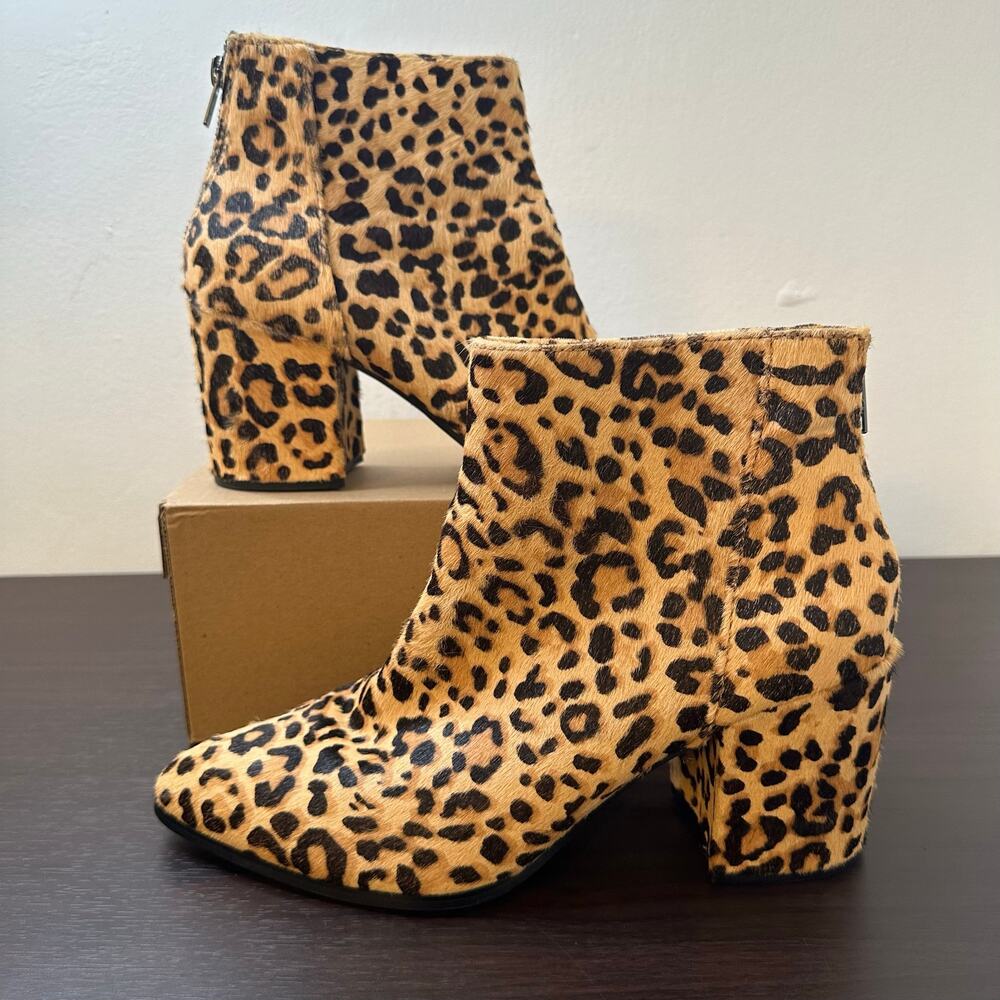 Steve Madden Jillian Animal Print Pointed Toe Ankle Boots, Calf Hair, Size 10